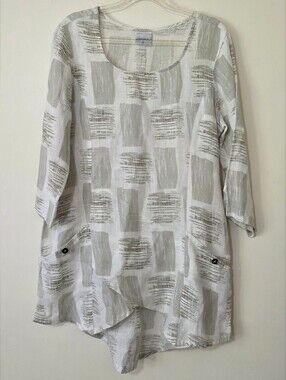 Click Color Me Cotton 100% Linen Tunic Top Asymmetrical Lagenlook Organic Small
